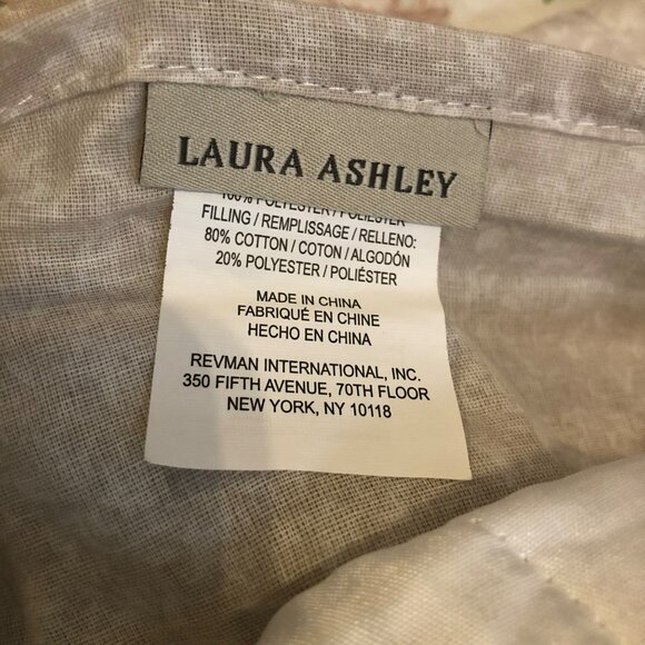 Laura Ashley Floral Quilted Pillow Shams Pink & Green Flowers Set of 2 - Picture 6 of 8